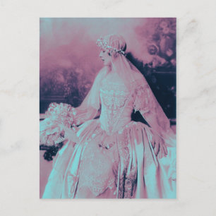Postal De Invitación Novia azul rosa y bebe victoriana, ducha