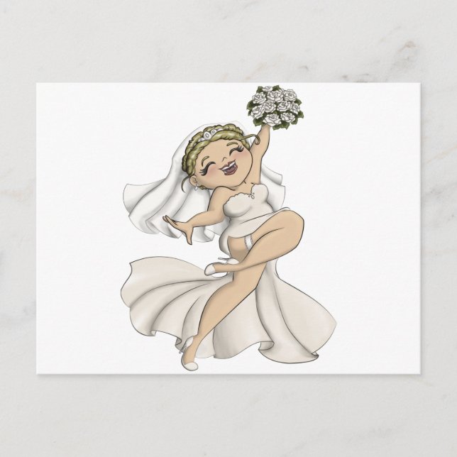 Postal De Invitación Novia Feliz 02 (Anverso)