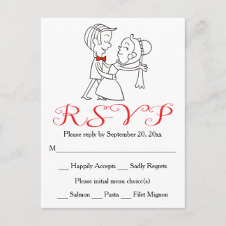 Postal De Invitación Novia y Boda blanco y negro de Red RSVP