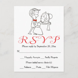 Postal De Invitación Novia y Boda blanco y negro de Red RSVP