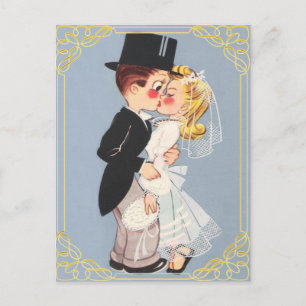 Postal De Invitación Novia y novio de dibujos animados personalizados