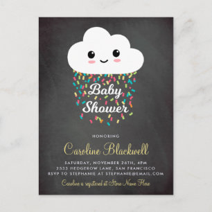 Postal De Invitación Nube y Confetti   Chalkboard Baby Shower