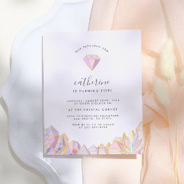 Postal De Invitación Nuestra preciada fiesta de cumpleaños de Gem Girly