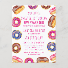 Postal De Invitación Nuestro dulce lindo Donuts Cita Rosa Cumpleaños
