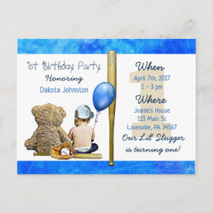 Postal De Invitación Nuestro niño lazarillo y el oso Teddy primer cumpl