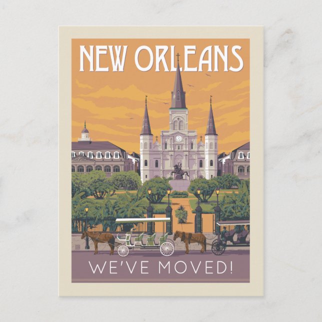 Postal De Invitación Nueva Orleans, LA | Nos hemos mudado (Anverso)