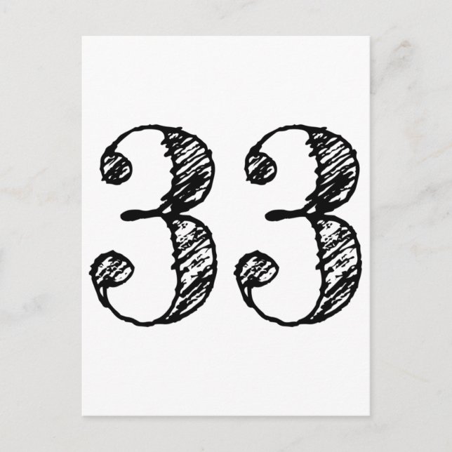 Postal De Invitación Numéro 33 - Chiffre Trente-Trois Manuscrit Âge (Anverso)