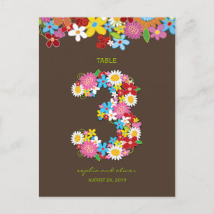 Postal De Invitación Número de mesa de boda en el jardín de flores de p