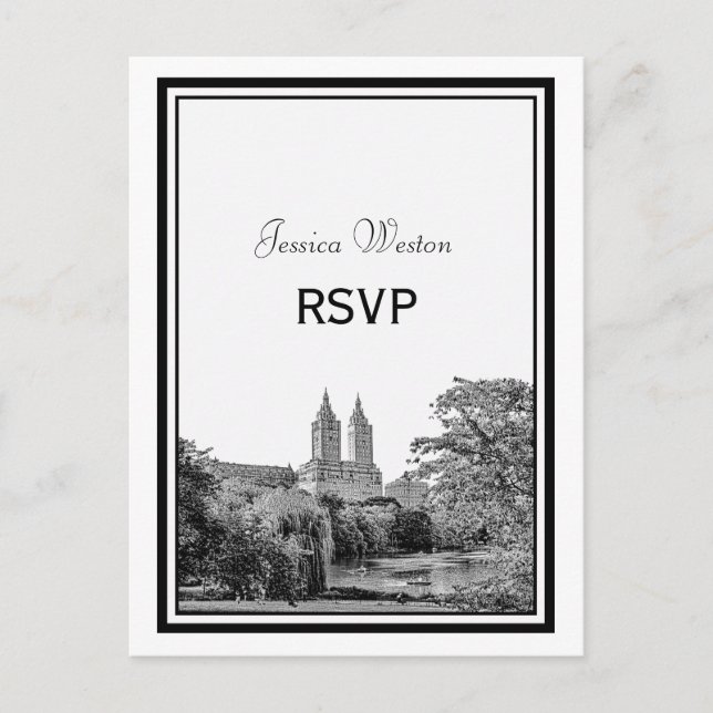 Postal De Invitación NYC Central Pk Lake San Remo Etched RSVP 1 (Anverso)