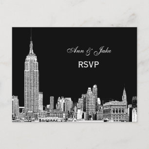 Postal De Invitación NYC Skyline 01 Etchd DIY BG Color RSVP 1