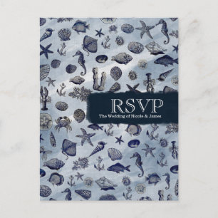 Postal De Invitación Ocean Sea Life Nautical Seasheles Beach RSVP