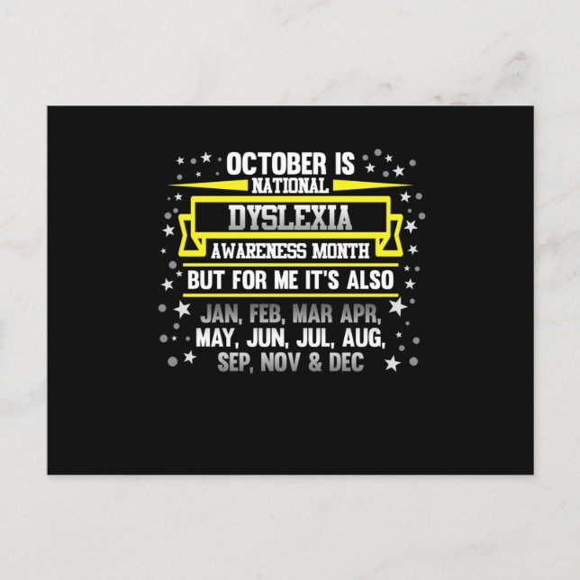 Postal De Invitación Octubre Mes de Conciencia sobre la Dislexia Nacion (Anverso)