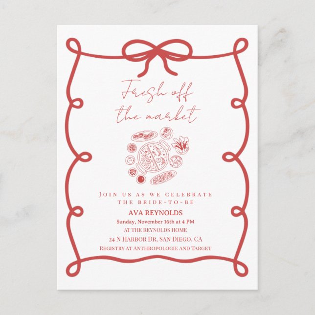 Postal De Invitación Off The Market Bridal Shower Invitation Template (Anverso)