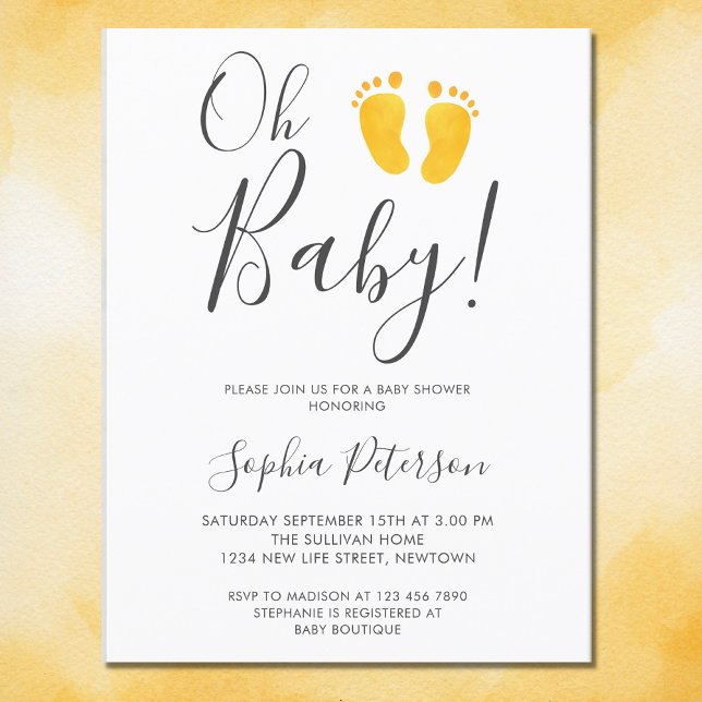 Postal De Invitación Oh Baby Gender Neutral Yellow Fez Baby Shower (Subido por el creador)