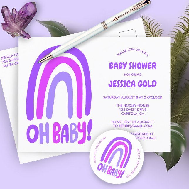Postal De Invitación OH BABY SHOWER Sweet Purple Rainbow PERSONALIZADO (OH BABY SHOWER Sweet Purple Rainbow CUSTOM Invitation Postcard
Baby Sprinkle Baby Shower Cute )