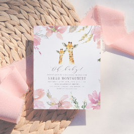 Postal De Invitación Oh Baby Watercolor Floral Giraffe Baby Shower