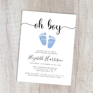 Postal De Invitación Oh Boy Blue Baby Shower