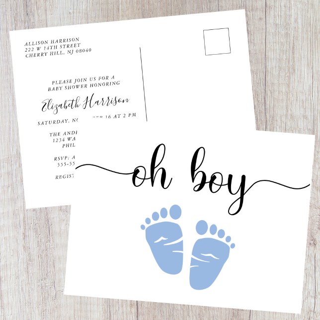 Postal De Invitación Oh Boy Blue Baby Shower (Subido por el creador)