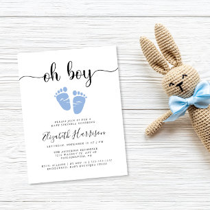 Postal De Invitación Oh Boy Blue Baby Sprinkle
