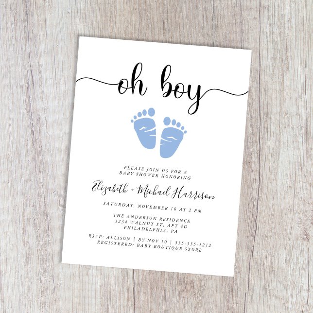 Postal De Invitación Oh Boy Blue Feet Parejas Baby Shower (Subido por el creador)