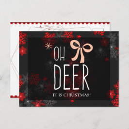 Postal De Invitación Oh Deer Gray Purpurina Esparkles Navidad regalo