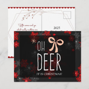 Postal De Invitación Oh Deer Gray Purpurina Esparkles Navidad regalo