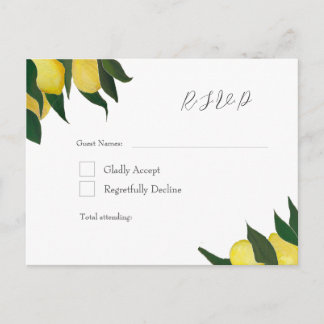Postal De Invitación Oil Painted Lemons R.S.V.P Postcard