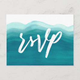 Postal De Invitación Ola de Acuarela Azul | RSVP