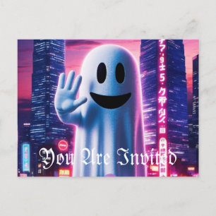 Postal De Invitación Ola de azafatas y luces urbanas