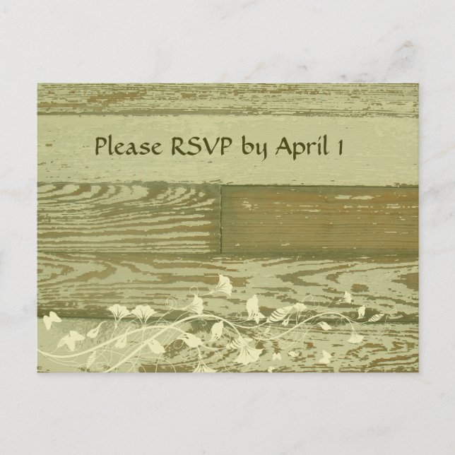 Postal De Invitación Old Wood RSVP Warm Gold (Anverso)