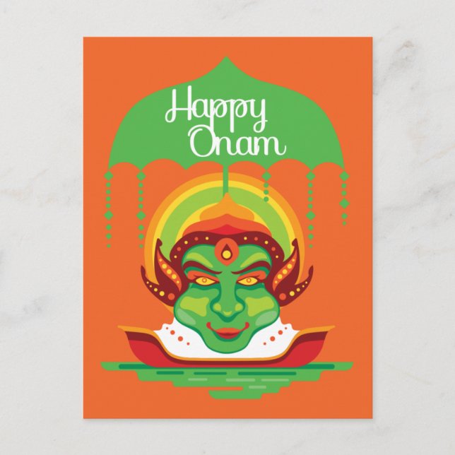 Postal De Invitación Onam Kathakali Face (Anverso)