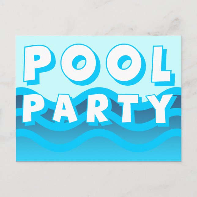 Postal De Invitación ondas fiestas de pool (Anverso)