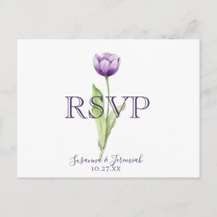 Postal De Invitación Opción de comida RSVP para boda de tulipano púrpur