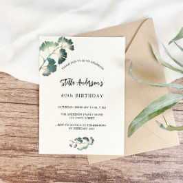 Postal De Invitación Orgullo blanco elegante guión verde cumpleaños sim