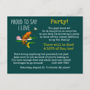 Postal De Invitación ¡Orgulloso de decir que amo a Koi!