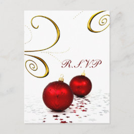 Postal De Invitación ornamento rojo WINTER Wedding rsvp