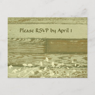 Postal De Invitación Oro caliente de madera viejo de RSVP