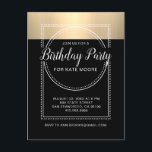 Postal De Invitación Oro metálico en cumpleaños negro<br><div class="desc">Banner central de estilo marqués blanco contra invitación de 50 años con oro metálico en blanco negro y moderno tipo de escritura con un tipo de letra de san serif que contrasta. Una invitación formal de estilo glamoroso. El cartel de marquesina le agrega un toque de drama a su fiesta...</div>