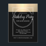 Postal De Invitación Oro metálico en cumpleaños negro<br><div class="desc">Banner central de estilo marqués blanco contra invitación de 50 años con oro metálico en blanco negro y moderno tipo de escritura con un tipo de letra de san serif que contrasta. Una invitación formal de estilo glamoroso. El cartel de marquesina le agrega un toque de drama a su fiesta...</div>