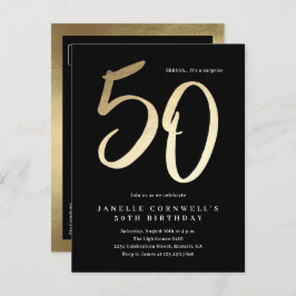 Postal De Invitación Oro Minimalista moderno Tipo 50 cumpleaños