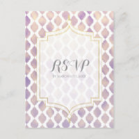 Oro Púrpura y Blanco RSVP de Boda Moderna Marroquí