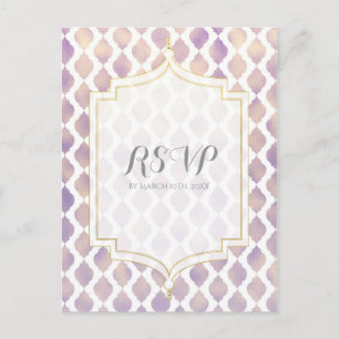 Postal De Invitación Oro Púrpura y Blanco RSVP de Boda Moderna Marroquí