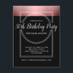 Postal De Invitación Oro Rosa metálico en negro 50 cumpleaños<br><div class="desc">Banner de estilo marqués central contra invitación de 50 años con una franja metálica de oro de rosa sobre tipo de escritura blanco negro y a la moda con un tipo de letra de serif san contrastante. Una invitación formal de estilo glamoroso. El cartel de marquesina le agrega un toque...</div>