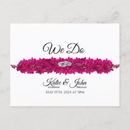 Postal De Invitación Orquídeas de Fuchsia sobre la boda blanca RSVP