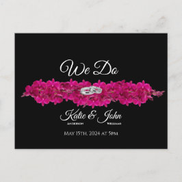 Postal De Invitación Orquídeas de Fuchsia sobre la boda negra RSVP-