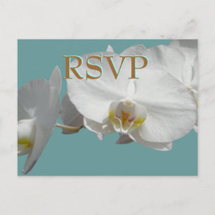 Postal De Invitación Orquídeas del blanco de RSVP de la boda