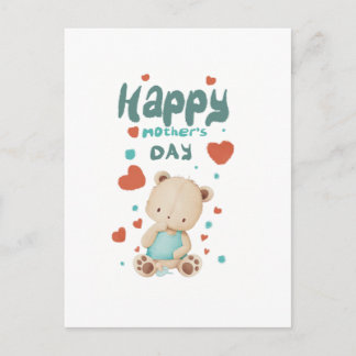 Postal De Invitación Osito bebé desea feliz día de la madre