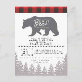 Postal De Invitación Oso bebé del bosque | Baby Shower rústico de leñad