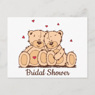 Postal De Invitación Oso de peluche marrón para boda y ducha de novia a
