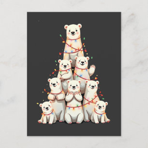Postal De Invitación Oso Polar Árbol de Navidad Feliz Navidad Navidad